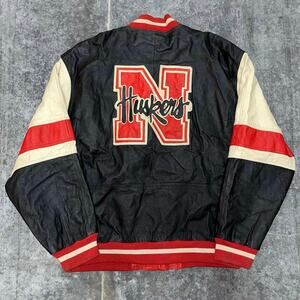 Vintage 90's Mirage Nebraska Cornhuskers Leather Jacket Size XL